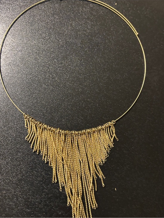None Jewelry - Gold Fringe Collar Necklace - Flapper, Egyptian Style